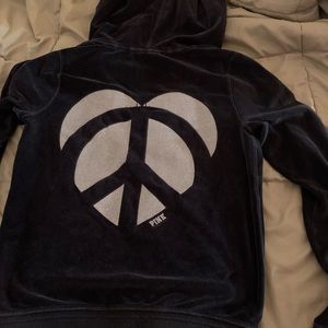 Victoria Secret Pink velvet zip up hoodie small.
